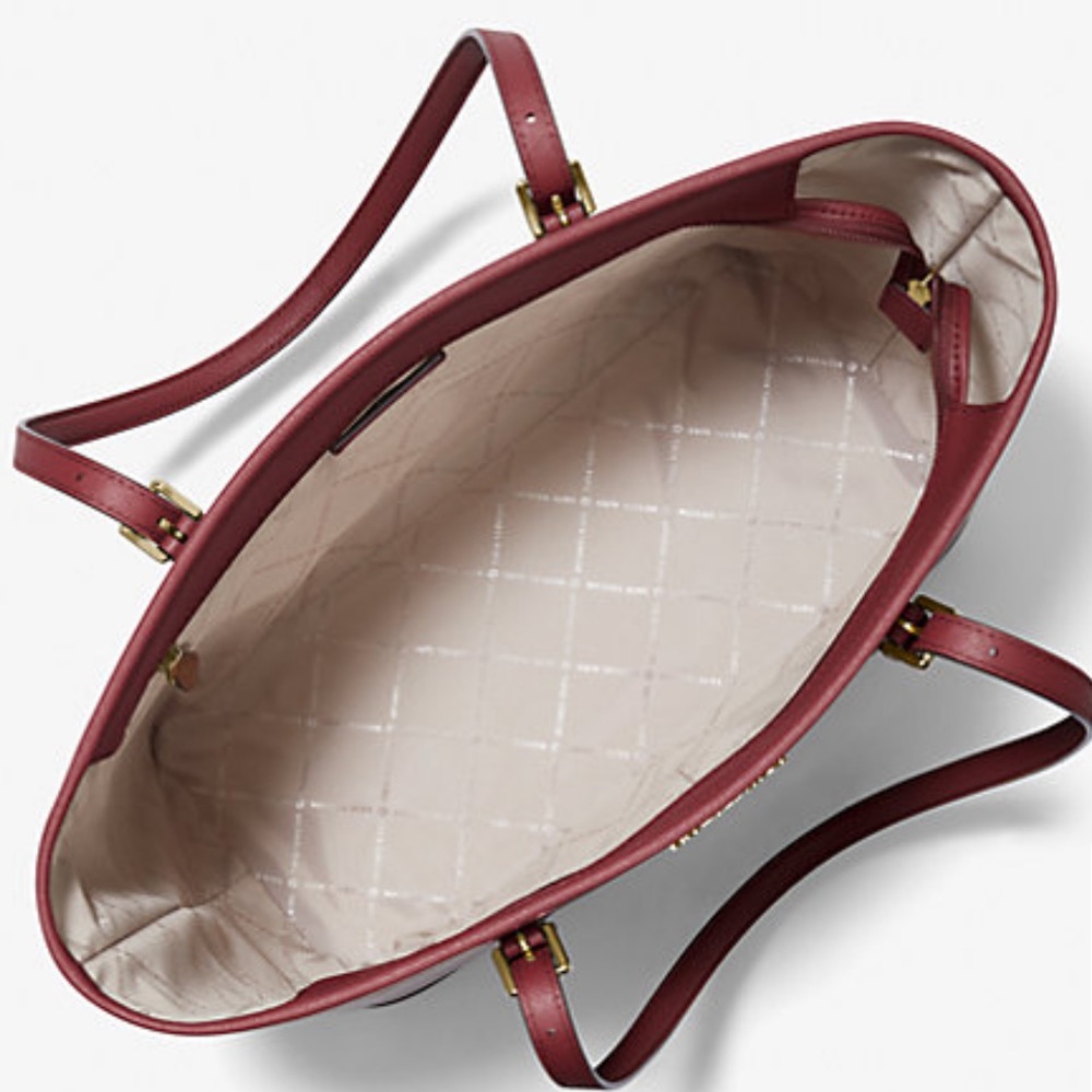 MICHAEL KORS 
Large Top Zip Shoulder Saffiano Leather Tote Bag Dark Cherry - Picture 8 of 15